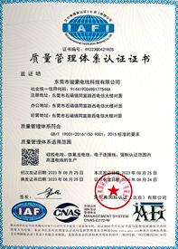 PA尊龍凱時(shí)電線(xiàn)ISO質(zhì)量治理系統(tǒng)證書(shū)