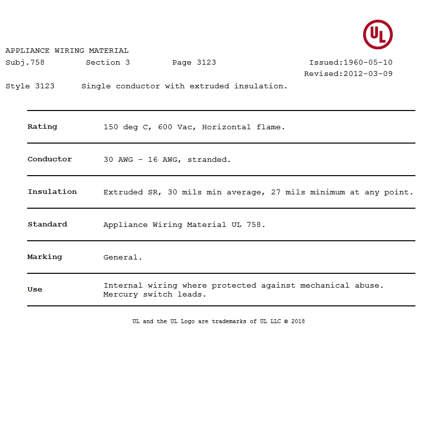 美國UL 3123 硅膠電線認證報告